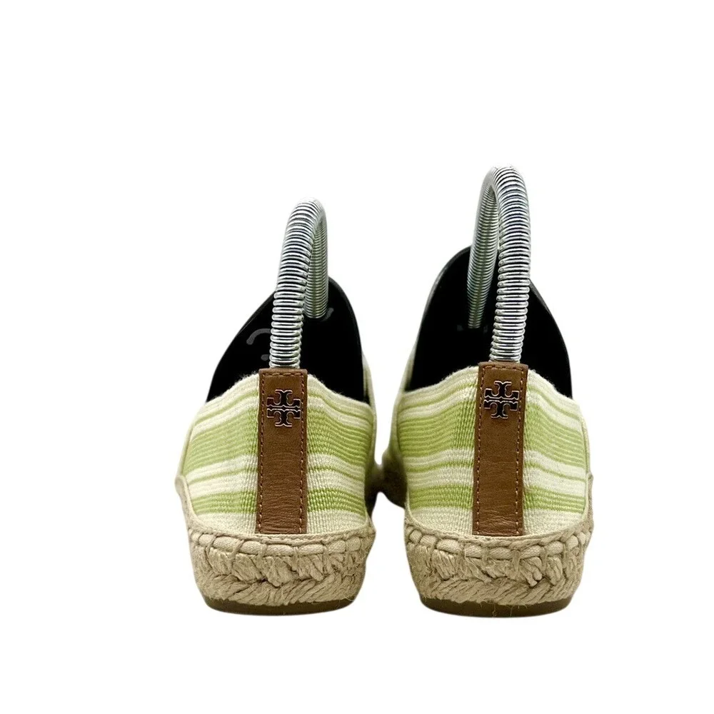 Tory Burch Ines Striped Canvas Espadrilles Green Cream‎ 7M 12158560